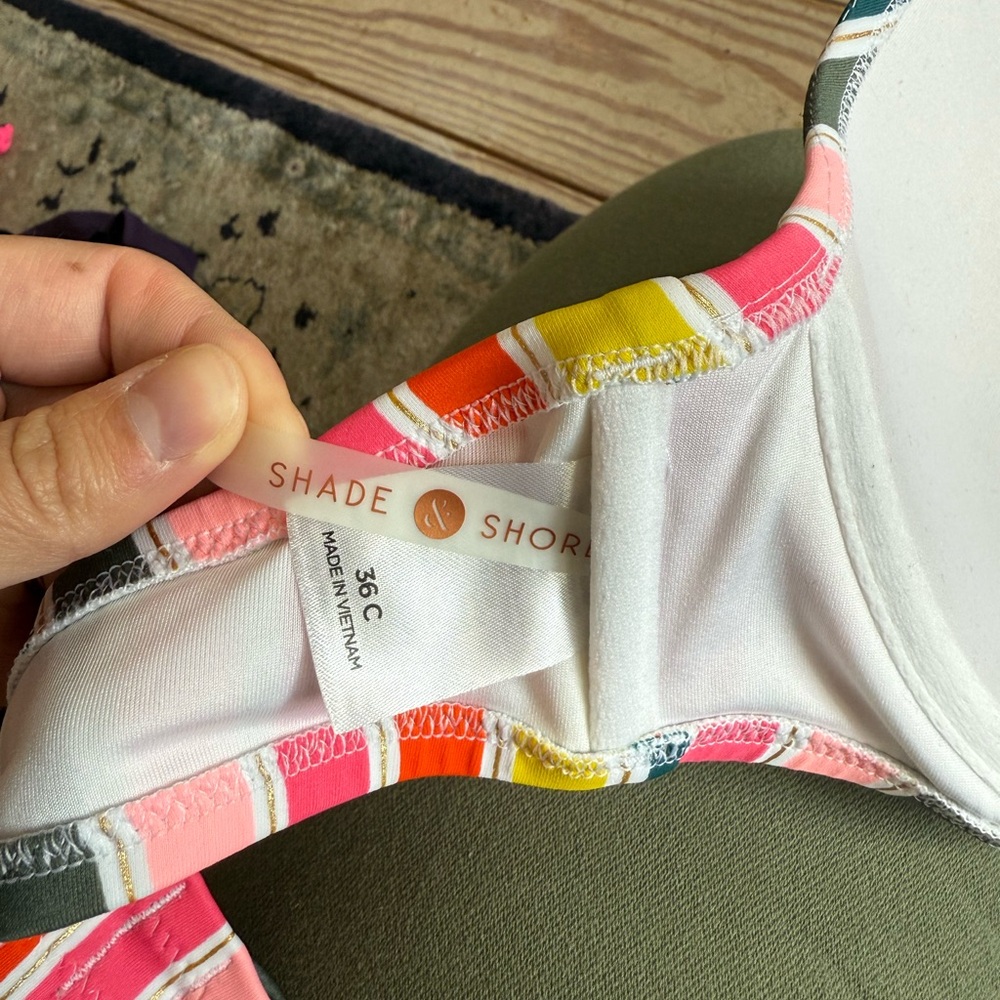 Shade & Shore Striped Multicolor Bikini Set top size 36C bottoms size L - Picture 4 of 4